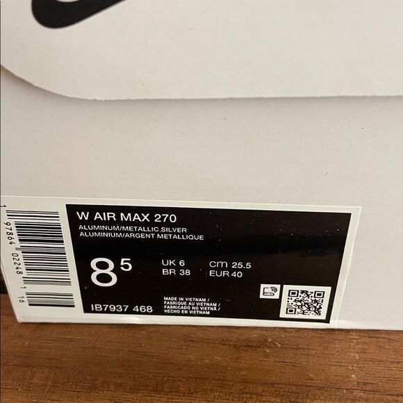 Nike Air Max 270 Aluminum/Metallic Silver US Women Sz 8.5/UK 6/EU 40(IB7937-468) - Picture 11 of 12